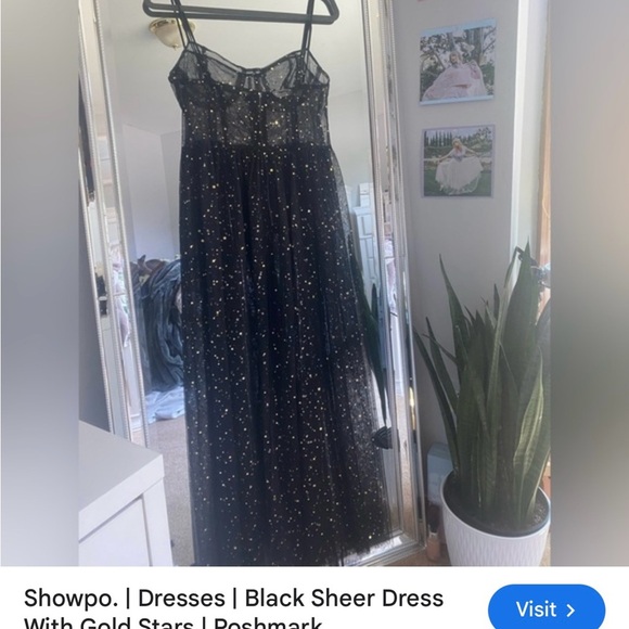 Showpo Black and Gold Star Maxi Dress - Picture 6 of 8